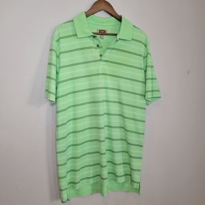 Foundry Big and Tall Green Stripe Quick Dri Polo Size Large Tall